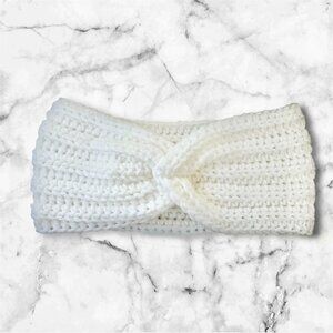 Headband Crochet X-Twist for Adults Size Large Color White Brand New Handmade